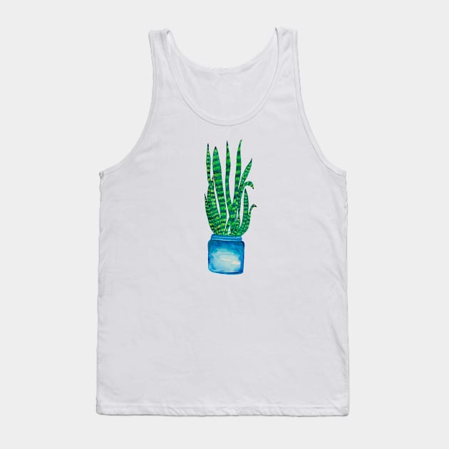 Snake Plant, Quarantine Watercolor Tank Top by ANoelleJay